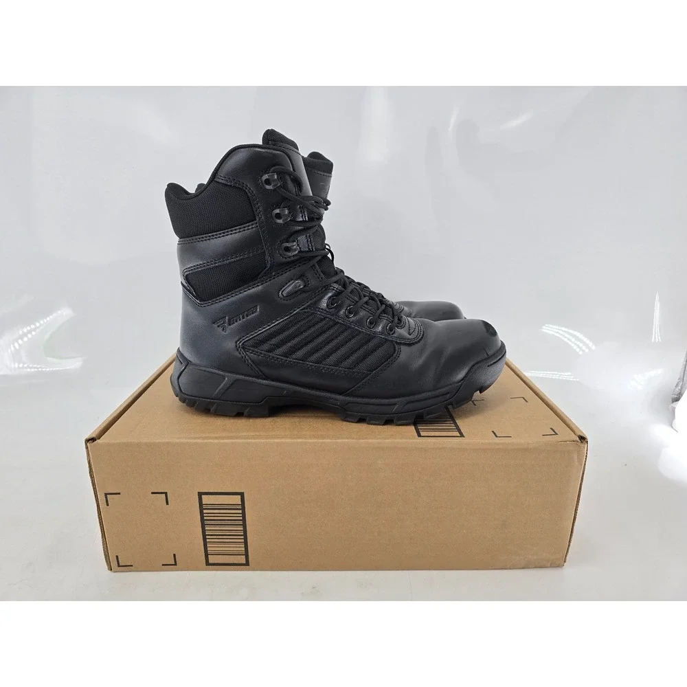 Bates Tactical Boots Mens 9.5 Black Side Zip Lace Up Leather Nylon -Good